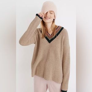 Madewell Tipped Forest V Neck Sweater size Small
